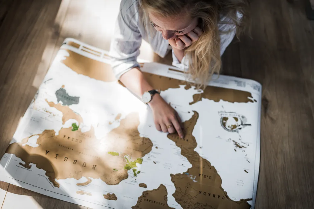 Wereldkaart tijdens het plannen van een reis